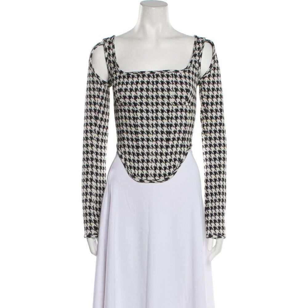 PRISCAVera Houndstooth Cutout Corset Top Size S Made in New York